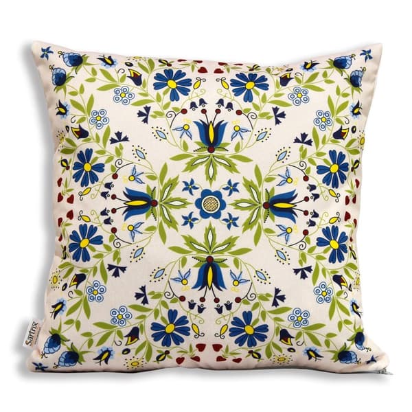 Kashubisk folkkuddfodral solrosor beige