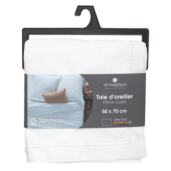 Kuddfodral - Vitt - 50x70cm - 100% Bomull - Tvättbart i 60° - Certifierat OEKO-TEX