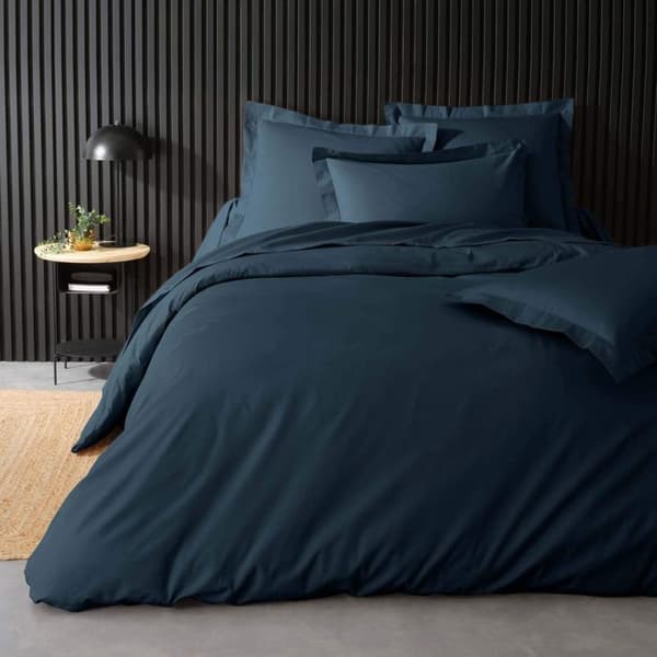 Sängkappa 85x185 cm - Percale 100% bomull - Mörkblå