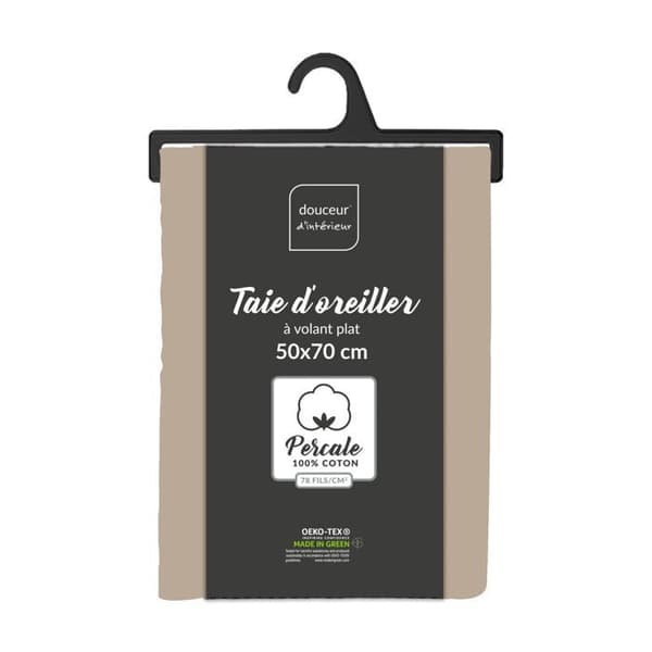 Rektangulär kuddeöverdrag 50x70 cm - Percale 100% bomull - Beige