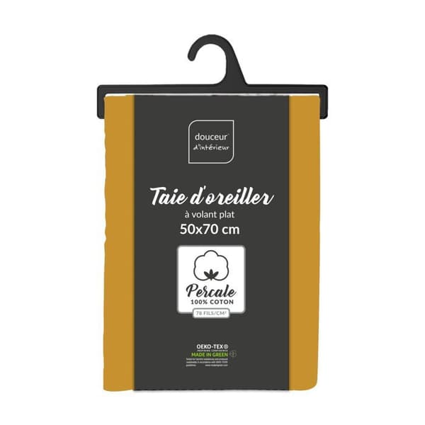 Örngott - Percale - 50x70 cm - 100% bomull - Gul - Tvättbar vid 30°