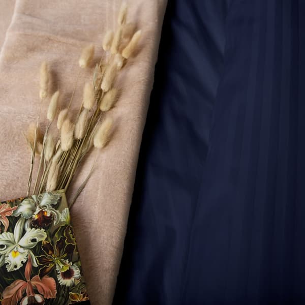 Bomuld satin damask pudebetræk 50x60 mørkeblå