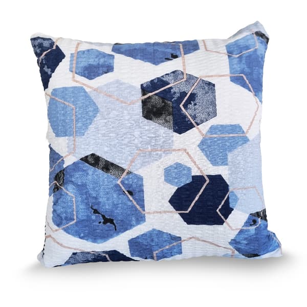 Bark pudebetræk 40x40 marineblå hvid geometri
