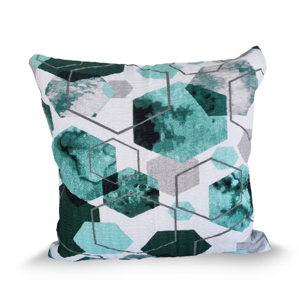 Bark pudebetræk 40x40 smaragd hvid geometri