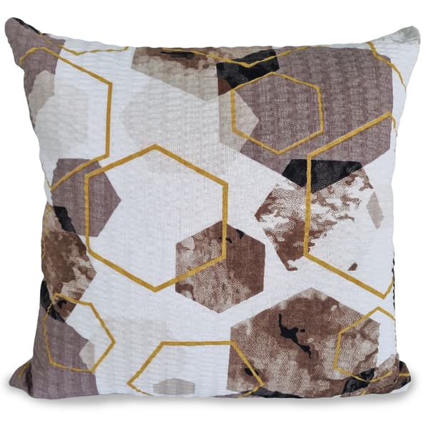 Pudebetræk lavet af bark 40x40 beige brun hvid geometri