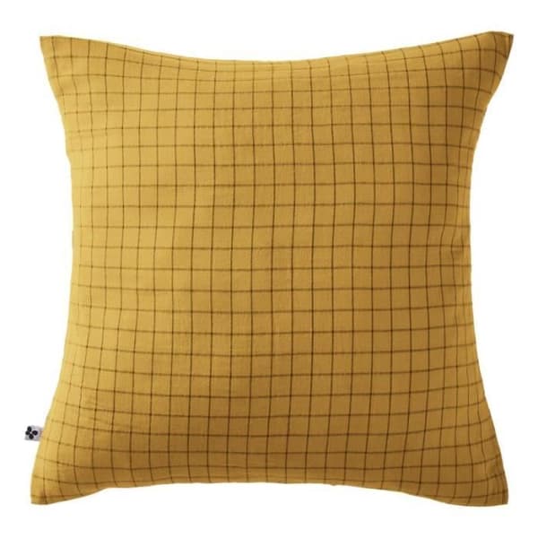 Taie d'oreiller Tissé-teint små rutor Dekor "Gaïa Mix" 60 x 60 cm &amp; 50 x 70 cm "Gaze de Coton" - Gaïa Mix Safran - 60 x 60 cm