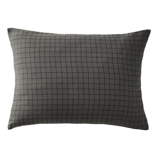 Taie d'oreiller Tissé-teint små rutor Dekor "Gaïa Mix" 60 x 60 cm &amp; 50 x 70 cm "Gaze de Coton" - Gaïa Mix Granit - 50 x 70 cm