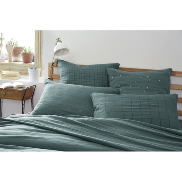 Pillowcase Tissé-teint små rutor Dekor "Gaïa Mix" 60 x 60 cm &amp; 50 x 70 cm "Gaze de Coton" - Gaïa Mix Entente - 50 x 70 cm