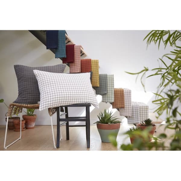 Tyngd kuddöverdrag Vävt-färgat små rutor Deko "Gaïa Mix" 60 x 60 cm & 50 x 70 cm "Kohlylle" - Gaïa Mix Turkos - Kuddöverdrag