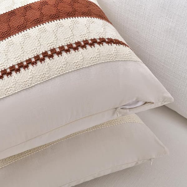 Boho puuvilla- ja pellavatyynynpäällinen (vetoketjulla), pehmeä kudottu sohvanpäällinen kodin sisustamiseen