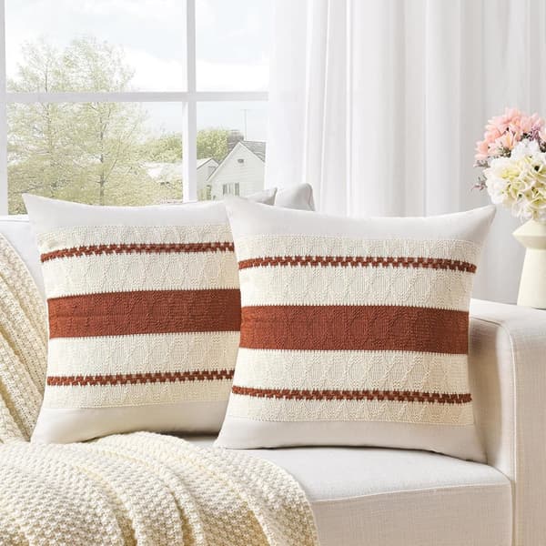 Boho puuvilla- ja pellavatyynynpäällinen (vetoketjulla), pehmeä kudottu sohvanpäällinen kodin sisustamiseen