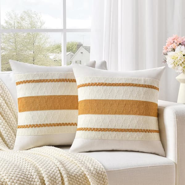 Boho puuvilla- ja pellavatyynynpäällinen (vetoketjulla), pehmeä kudottu sohvanpäällinen kodin sisustamiseen