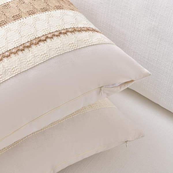 Boho puuvilla- ja pellavatyynynpäällinen (vetoketjulla), pehmeä kudottu sohvanpäällinen kodin sisustamiseen