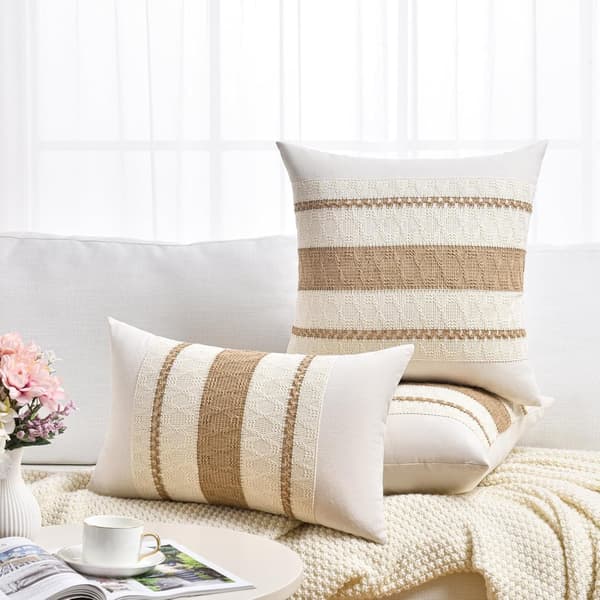 Boho puuvilla- ja pellavatyynynpäällinen (vetoketjulla), pehmeä kudottu sohvanpäällinen kodin sisustamiseen