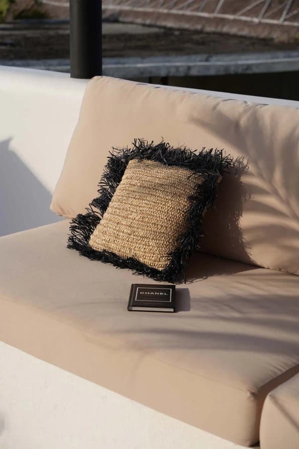 Raffia Kuddfodral Fyrkantigt - Natur Svart - 40x40