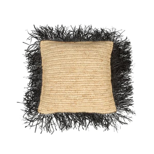Raffia Kuddfodral Fyrkantigt - Natur Svart - 40x40