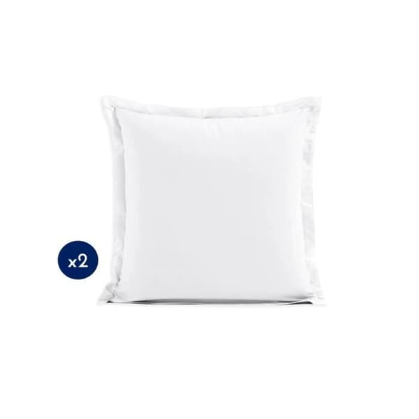 Set med 2 fyrkantiga örngott 100% bomull - Vit - 63x63 cm