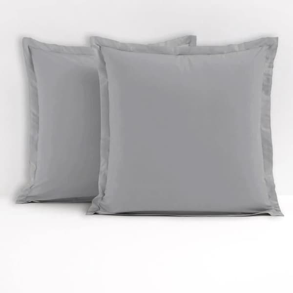 Set med 2 fyrkantiga örngott 100% bomull - Ljusgrå - 63x63 cm