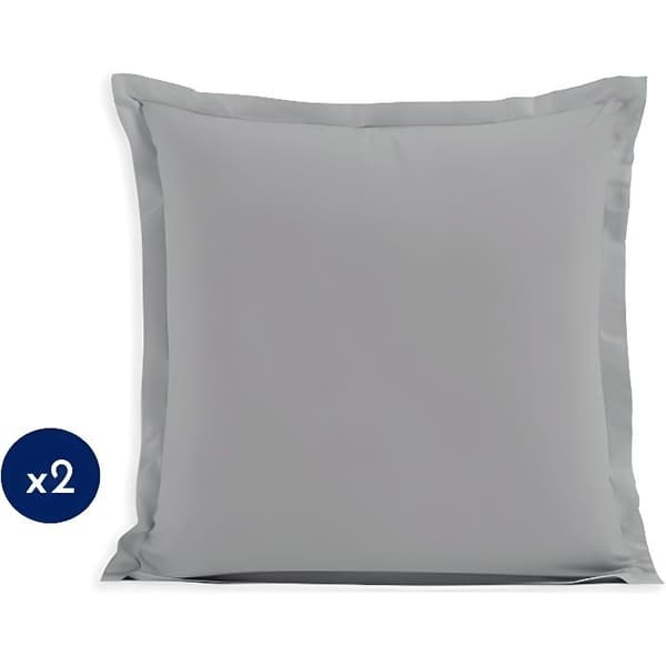 Set med 2 fyrkantiga örngott 100% bomull - Ljusgrå - 63x63 cm