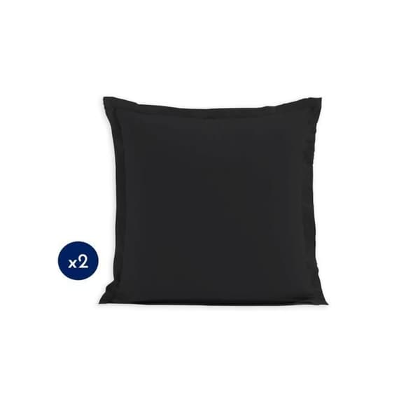 Set med 2 fyrkantiga örngott 100% bomull - Svart - 63x63 cm