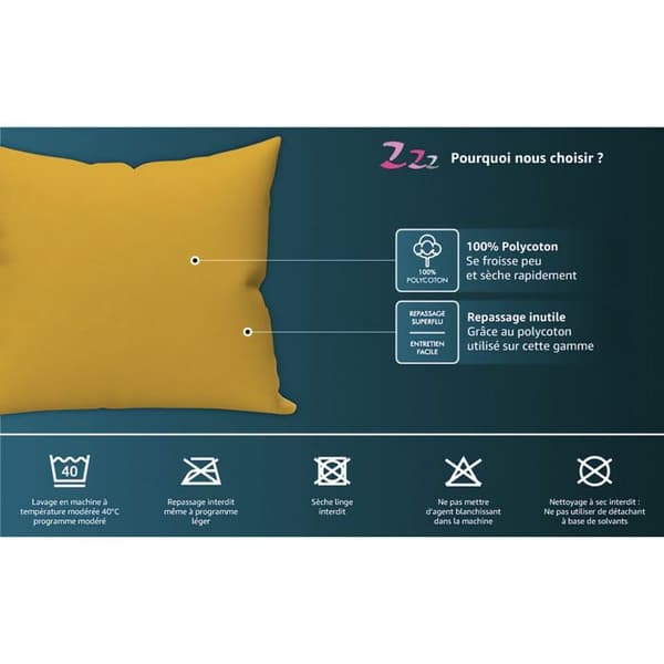 Kuddfodral 50x75 cm ZZZ vit