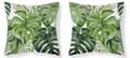 Miniatyrbillede 2 af 2: Dekorativ pude 45x45 blomsterprint monstera boho grøn