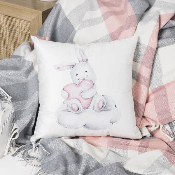 Tyynyliina 40x40 Koristeellinen samettinen pupu sydämellä