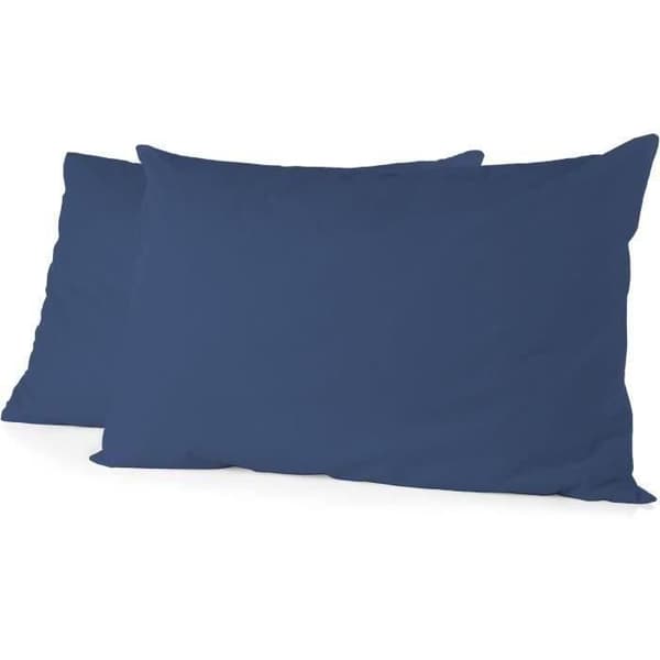 LOVELY HOME Set med 2 rektangulära örngott - 50 x 70 cm - 100 % bomull - Blå