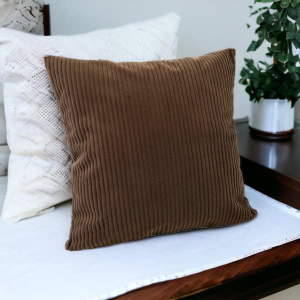 Mørkebrunt stribet dekorativt pudebetræk 65x65 cm