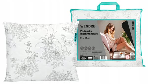 Antiallergisk kudde 50x60 cm Vit med blommig finish