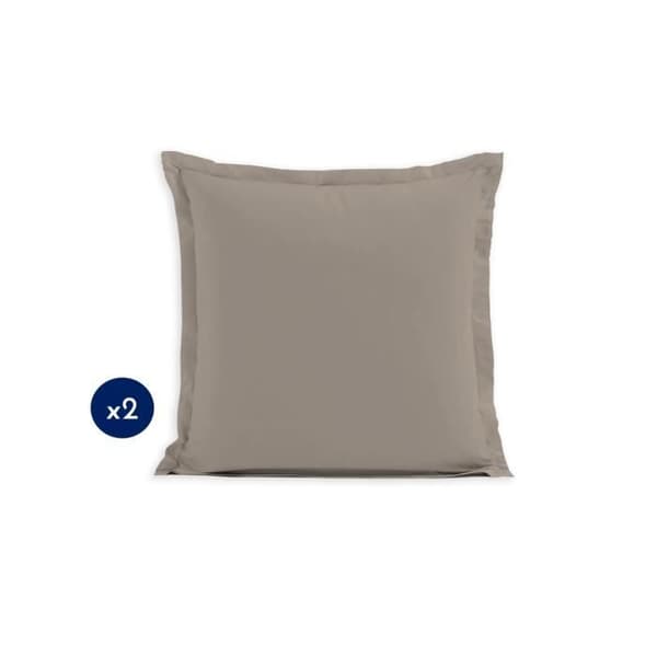 Set med 2 fyrkantiga örngott 100% bomull - Beige - 63x63 cm