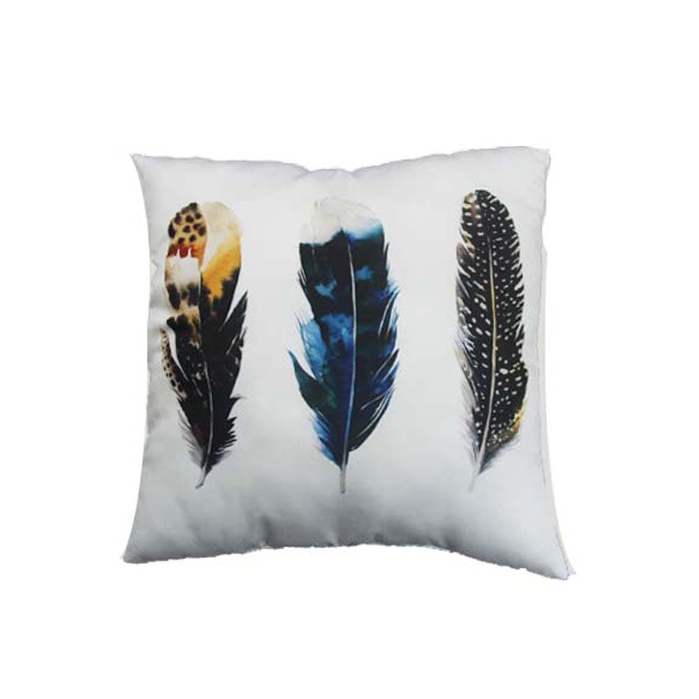 Trendig prydnadskudde 45 x 45 cm vackra fjädrar i tuffa färger