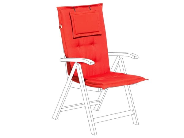 Havestolshynde sæt rød tykt polstret polyester 50x45x71 med hovedpude og alt med vandafvisende funktion