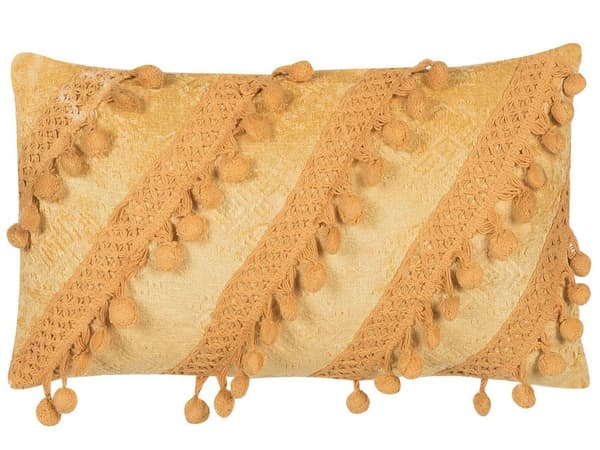 Pyntepude Gul med Kvaster 30 x 50 cm Stribet Retro Boho Dekorationstilbehør