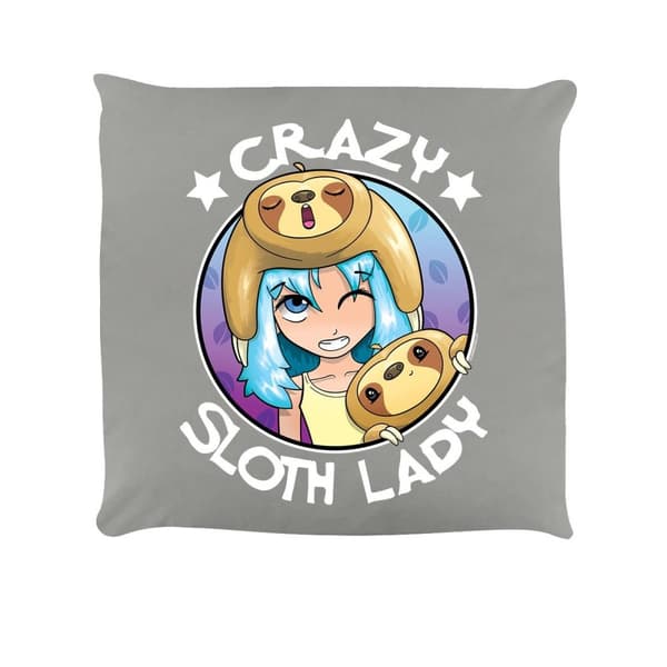 Grindstore Crazy Sloth Lady Cushion Grey One Size