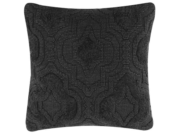 Koristetyyny harmaa puuvilla 45 x 45 cm geometrinen kohokuvio vetoketjulla neliö boho tyyli