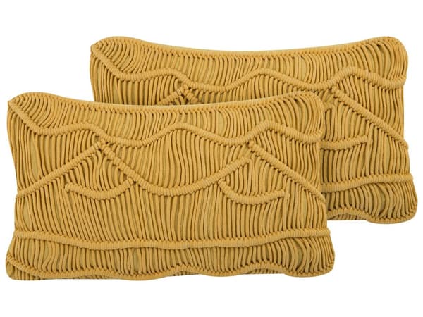 Koristetyyny keltainen 50 x 30 x 10 cm puuvilla polyesteri 2 kpl suorakulmainen käsintehty