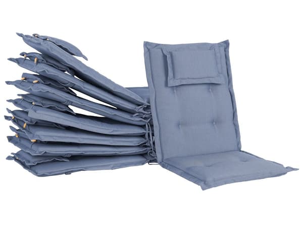 Pehmusteet puutarhatuolille sininen 42 x 90 cm polyesteri 8 kpl nauhat UV-kestävä