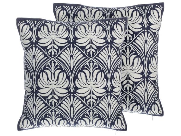 Koristetyyny sininen kuviolla 45 x 45 cm 2 kpl setti vintage glamour tyyli
