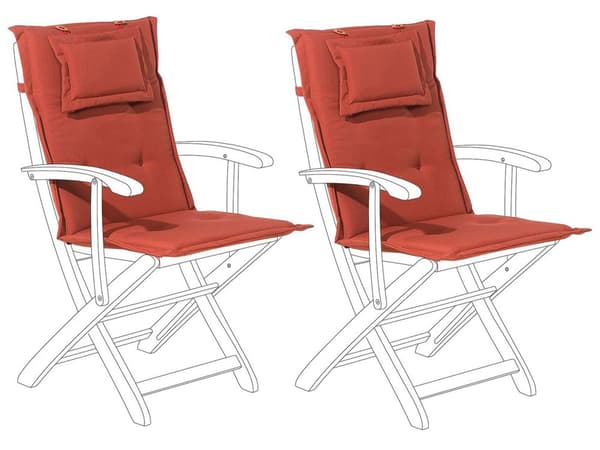 Pehmusteet puutarhatuolille tummanpunainen 42 x 90 cm polyesteri 2 kpl nauhat UV-kestävä