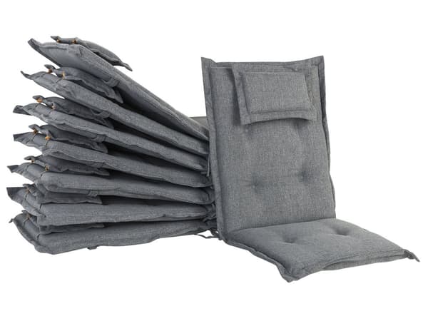 Pehmusteet puutarhatuolille harmaa 42 x 90 cm polyesteri 8 kpl nauhat UV-kestävä