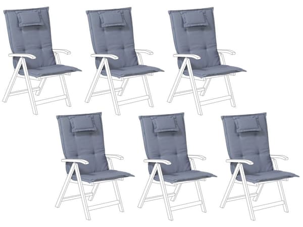 Sæt med 6 havestolepuder Blå polyester sæde ryglænspude Moderne design udendørs pude
