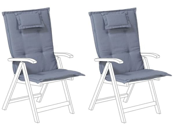 Sæt med 2 Havestolepude Blå Polyester Sæde Ryglænspude Moderne Design udendørspude