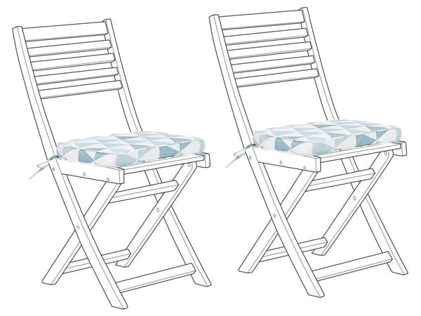 Hynder til Havestole Blå Sæt 38 x 29 x 5 cm Klapstole Sammenklappelig til Altan Terrasse Have med Hynder Aftagelige Betræk Vandtæt Udendørs