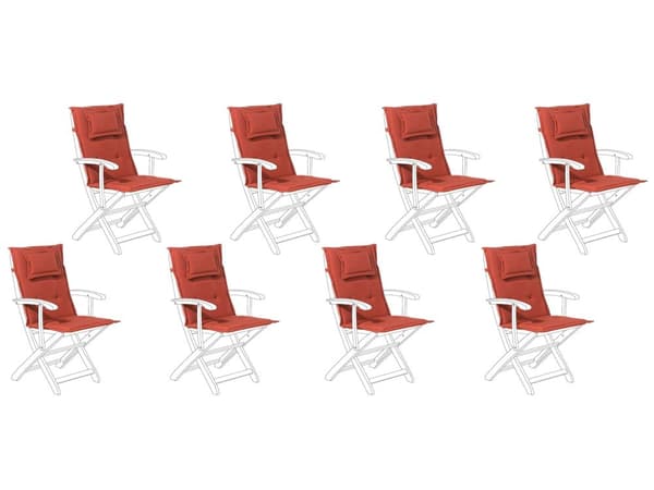Havestol Hynder Rød Skum Sæt 8 stk Udendørs Sædehynde Vandtæt UV bestandig Pude til Træstole Rustikt Design til Terrasse Have Retro