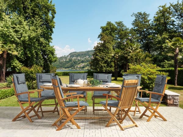 Havestol Hynder Grå Skum Sæt 8 stk Udendørs Sædehynde Vandtæt UV bestandig Pude til Træstole Rustikt Design til Terrasse Have Retro