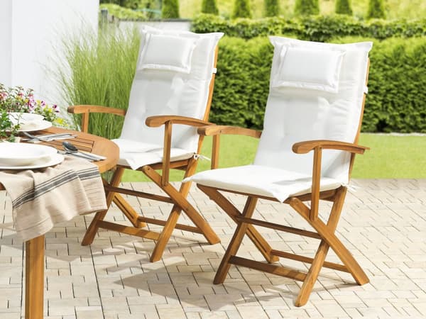 Havestol Hynder Hvid Skum Sæt 2 stk Udendørs Sædehynde Vandtæt UV bestandig Pude til Træstole Rustikt Design til Terrasse Have Retro