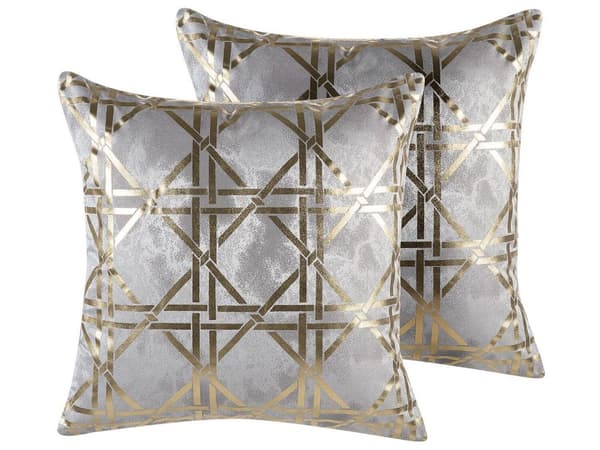 Koristetyyny harmaa polyesteri 45 x 45 cm geometrinen kuvio 2 kpl setti vetoketjulla neliö moderni tyyli