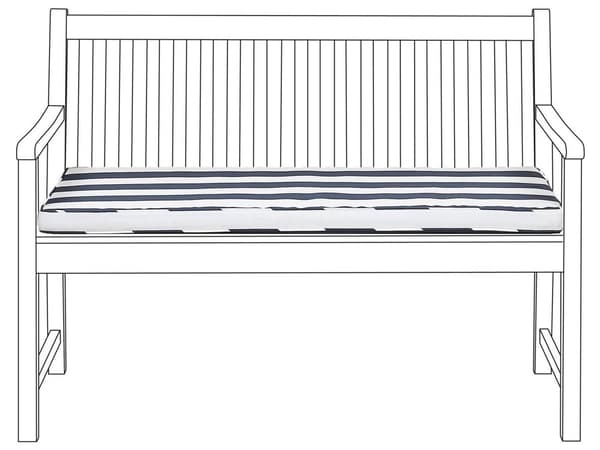 Puutarhapenkin pehmuste laivastonsininen valkoinen 112 x 54 x 5 cm polyesteri UV-kestävä nauhat moderni