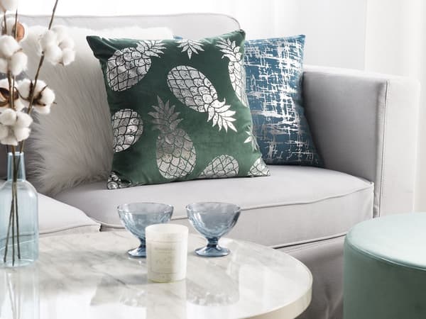 Sæt med 2 Pyntepuder Grøn Ananas Mønster 45 x 45 cm Folietryk Glamour Dekoration Tilbehør